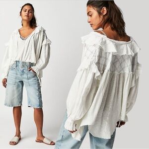 Free People Edwardian Romantic Ethereal Ally  Tunic in Optic White Medium NEW